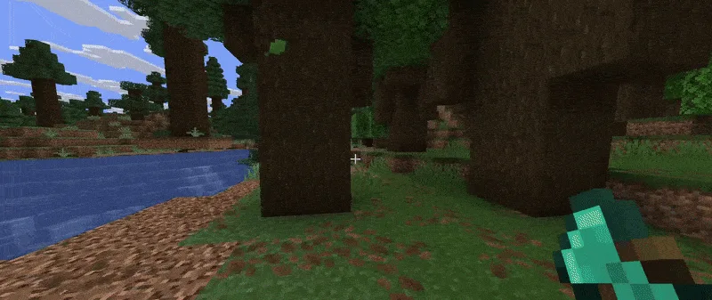 Timberella demo: looking into a forest with an axe in hand